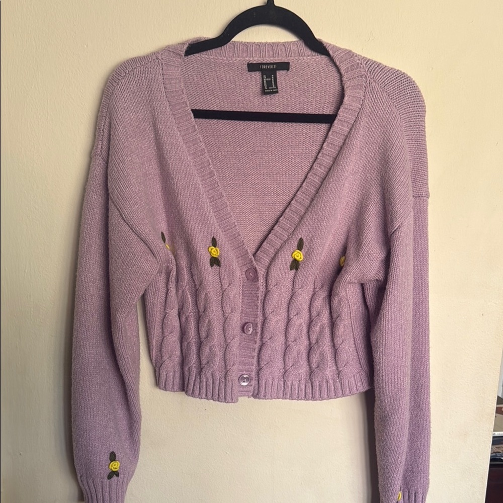 Forever 21 Purple Knit Cardigan Sweater